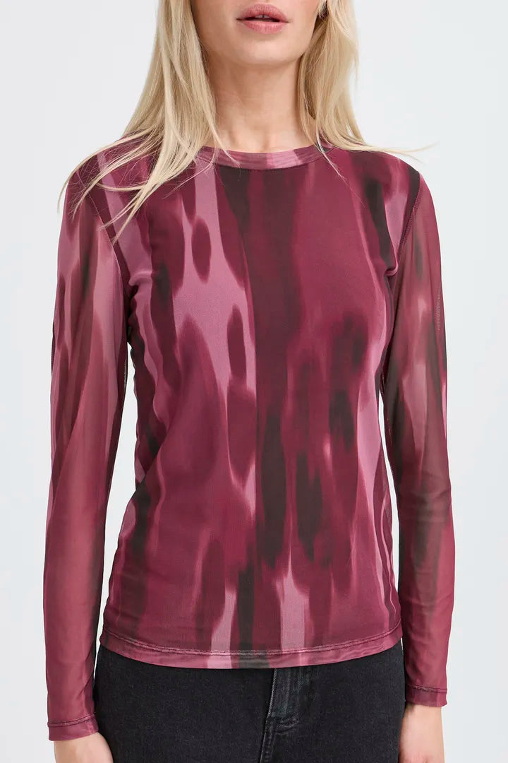 Byoung lightweight knit in Burgundy abstract print 20816335