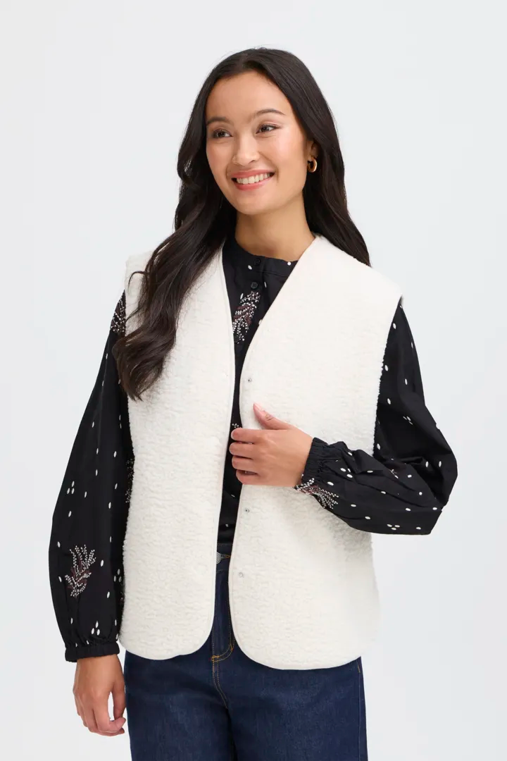 Fransa Teddy Fleece Gilet with pockets 20617286