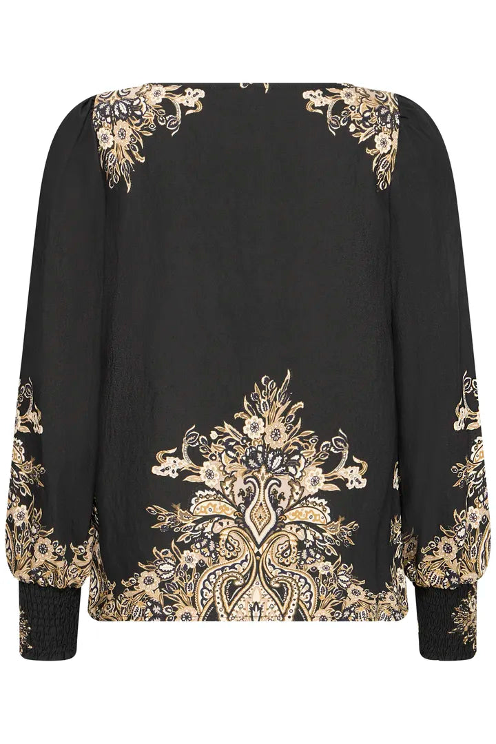 Fransa Baroque print blouse in Black or cream 20617327