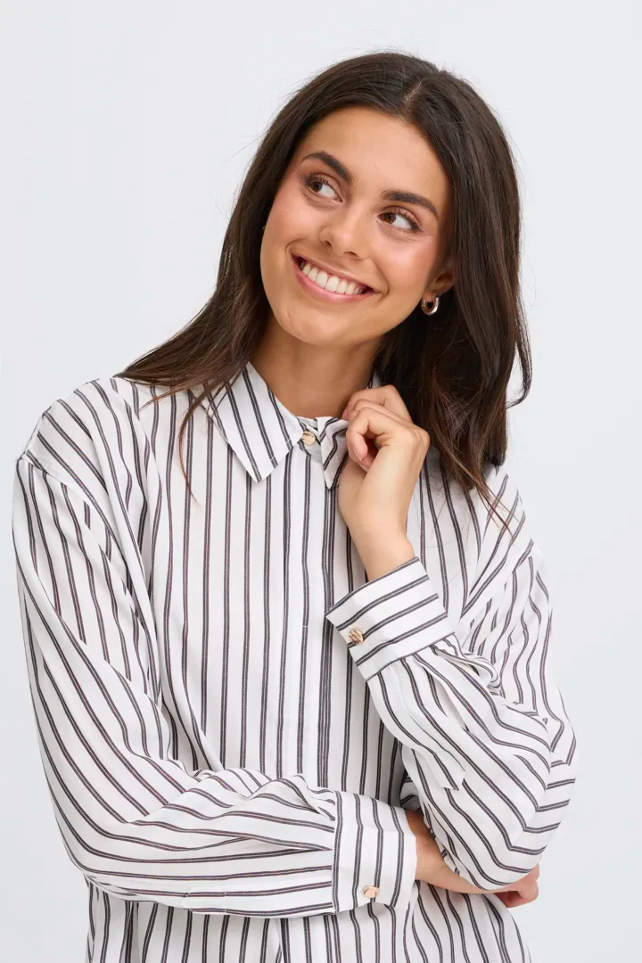 Fransa Top with Collar and Gold Button Detail. Fudge 20617097