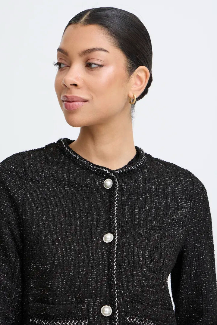 BYoung Tweed look knit jacket with shimmer 20818237