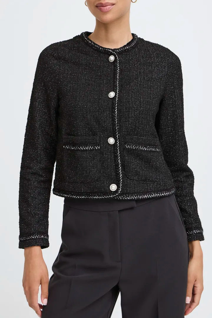 BYoung Tweed look knit jacket with shimmer 20818237