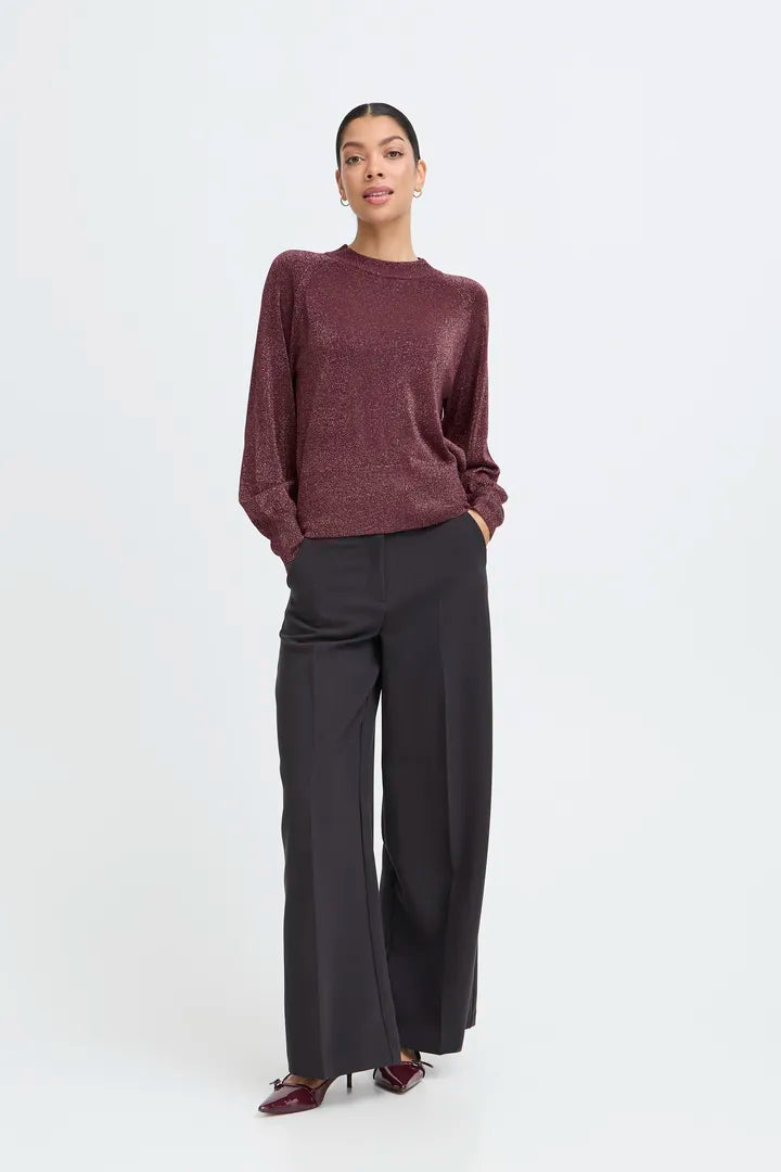 BYoung Crew neck Shimmer Knit in Fudge