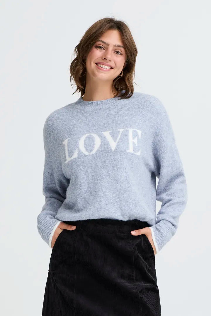 Fransa Baby blue jumper with Love Logo