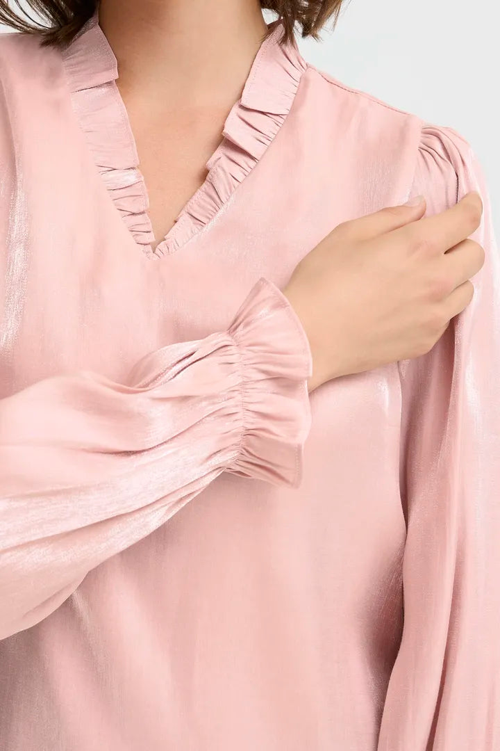 Fransa Yolanda Blouse with iridescent shimmer in ivory for Pale Mauve 20617297