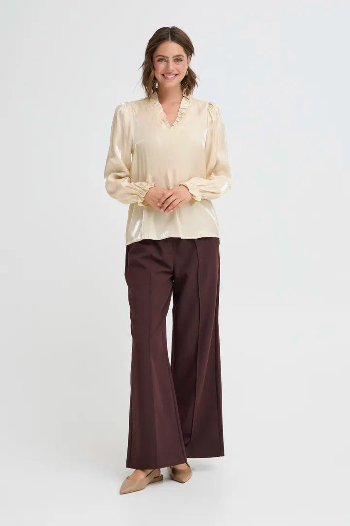 Fransa Yolanda Blouse with iridescent shimmer in ivory for Pale Mauve 20617297