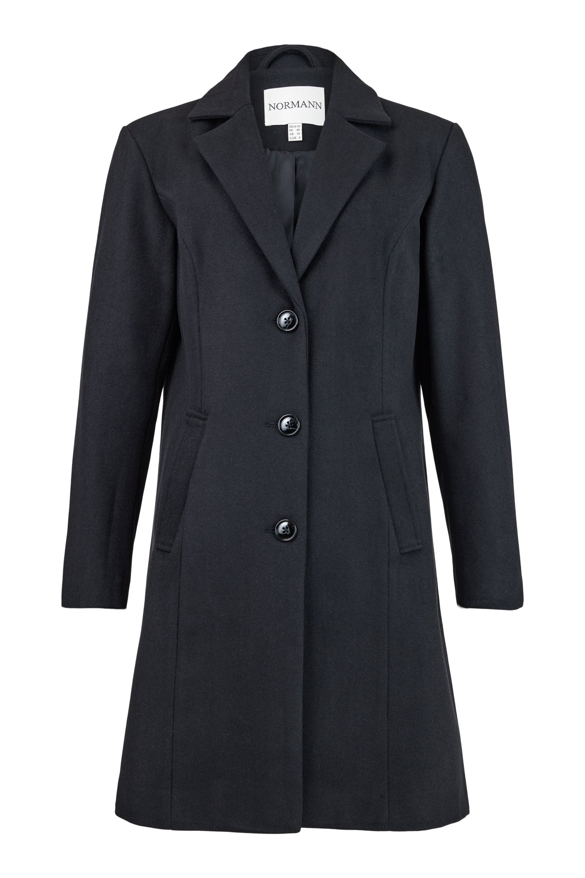 Normann Black Wool Blend Classic Coat 2504