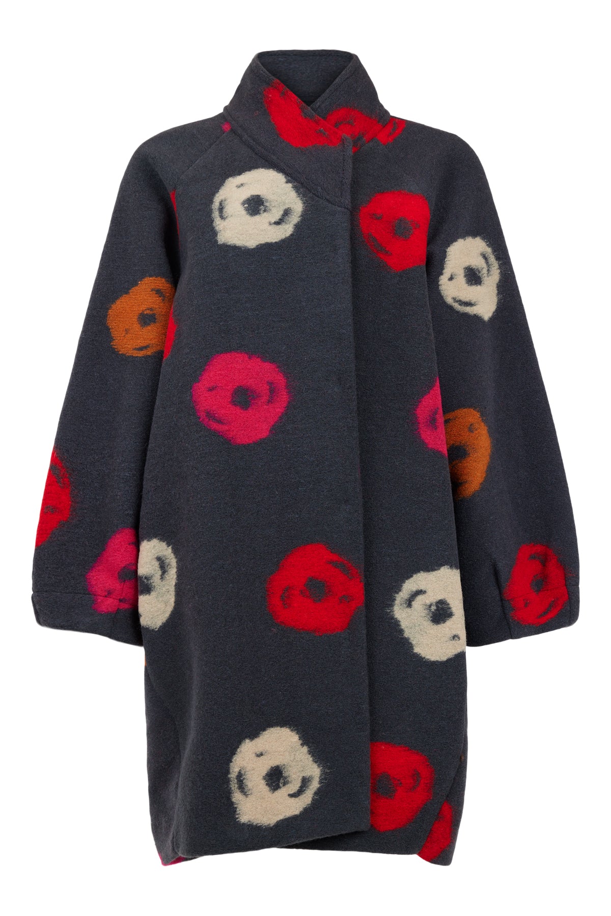 Wool Blend print coat with Hood by NOEN