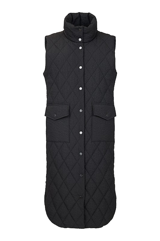 Normann Longline Lightly Quilted Gilet Black 327 4524
