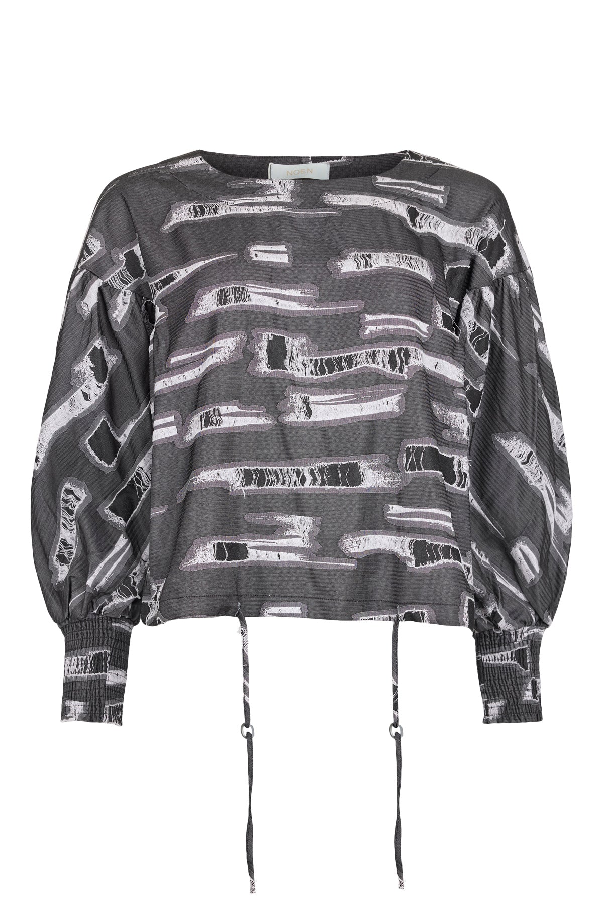 Noen Abstract Print top with gathered sleeve 84034