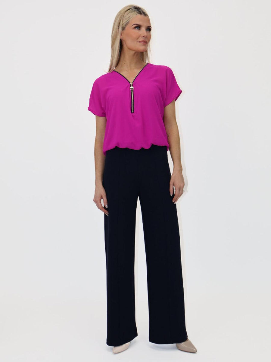 Kate And Pippa Lulu Straight leg Stretch Trousers . Sand Navy Black