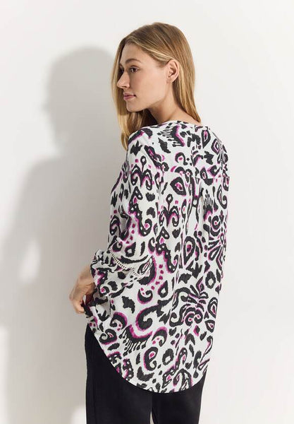 Cecil Blouse in black white and pink ornament print 344734