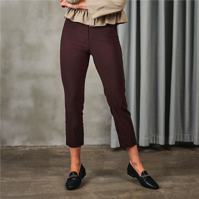 Robell Bella 7/8 trousers with cuff hem in dark brown 51568 191