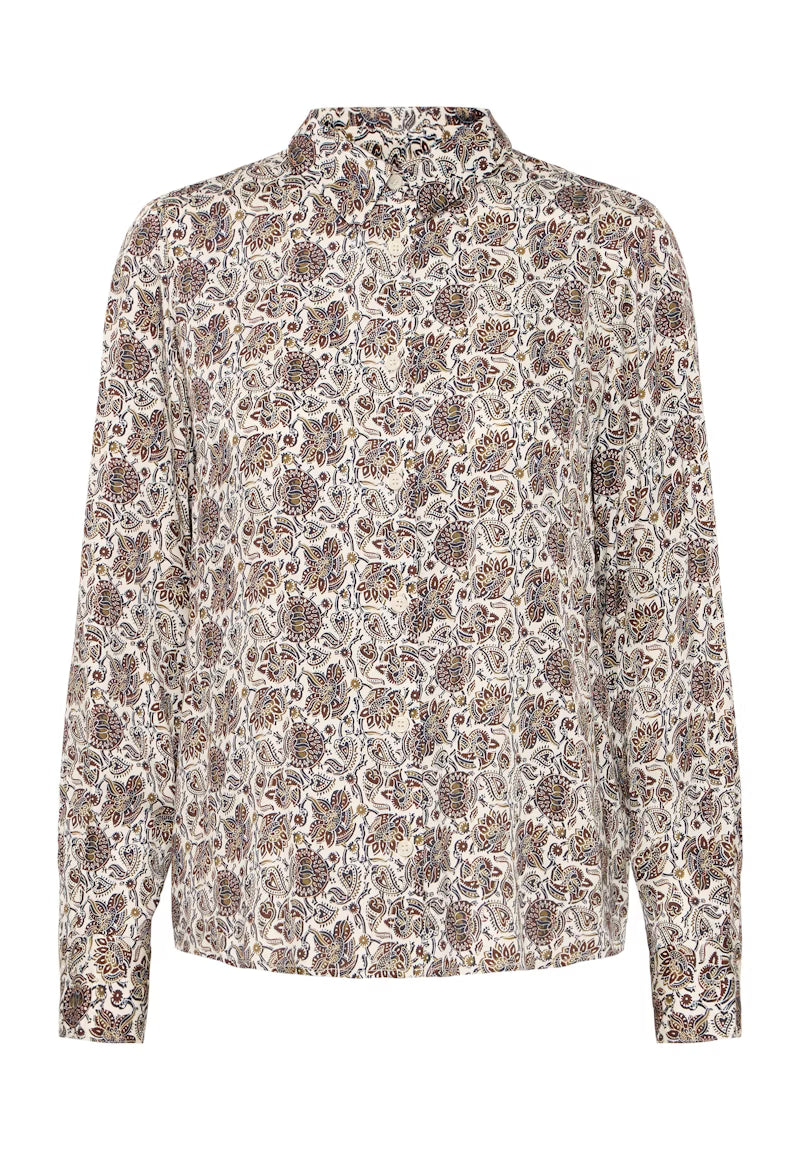 Fransa Paisley print blouse with collar and long sleeve 20617072