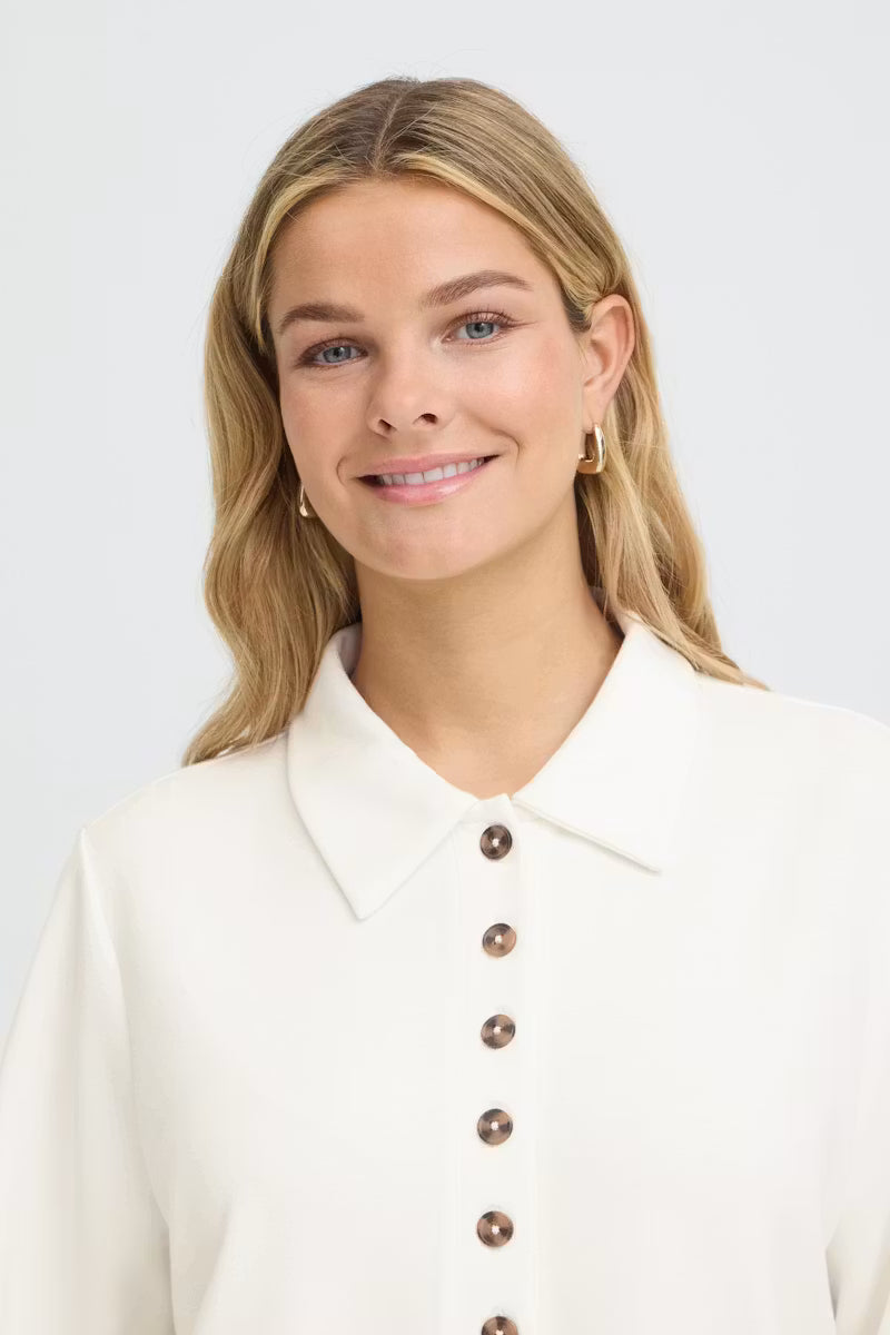 Fransa Button up sweatshirt with collar 20618036