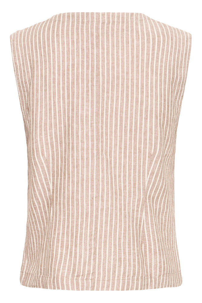 Byoung Linen Blend Waistcoat in Woodsmoke Stripe 20818821 1