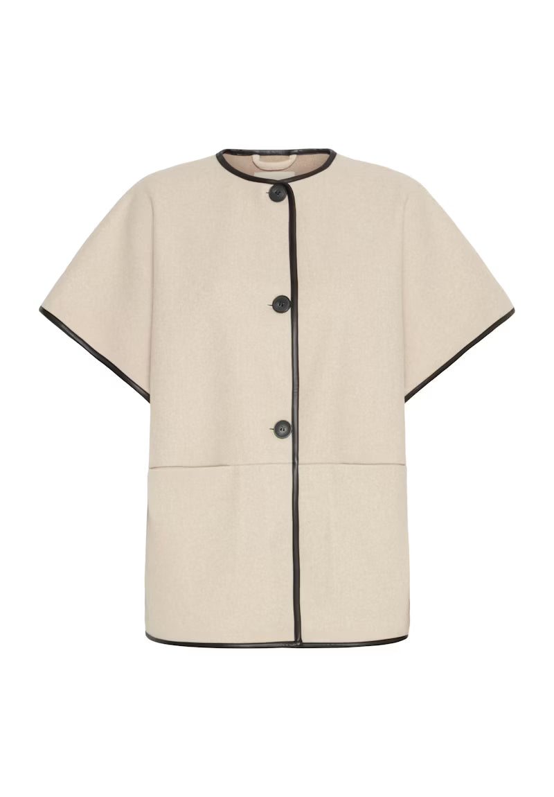Fransa Short sleeve jacket with PU Trim