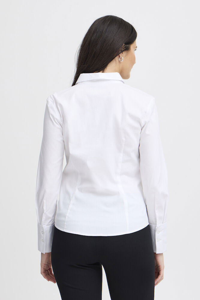 Fransa Pure White Cotton Shirt Tailored Fit