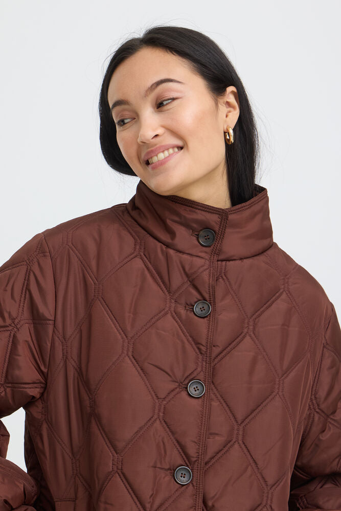 Fransa Diamond Quilted jacket in Rum Raisin 20617827
