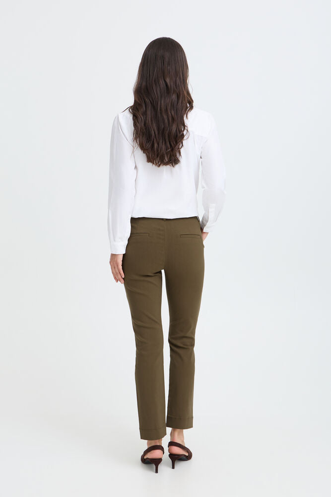 Byoung Dixi Hiwaist stretch slim Leg trousers in moss green 20816978 Green