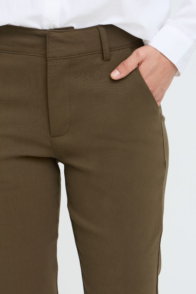 Byoung Dixi Hiwaist stretch slim Leg trousers in moss green 20816978 Green