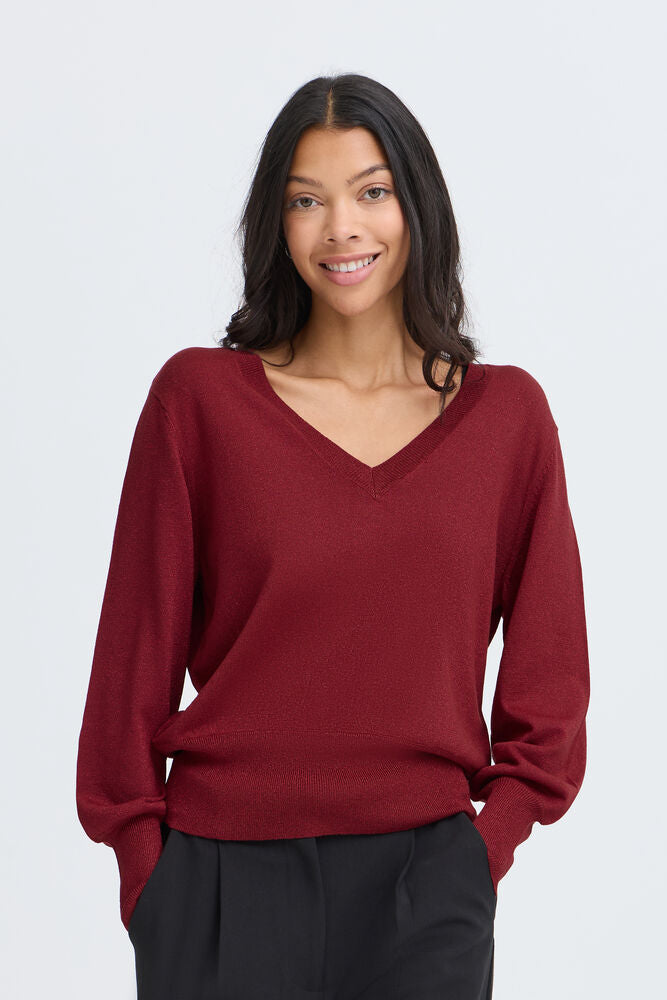 Byoung V-Neck Lurex Jumper with long Sleeves