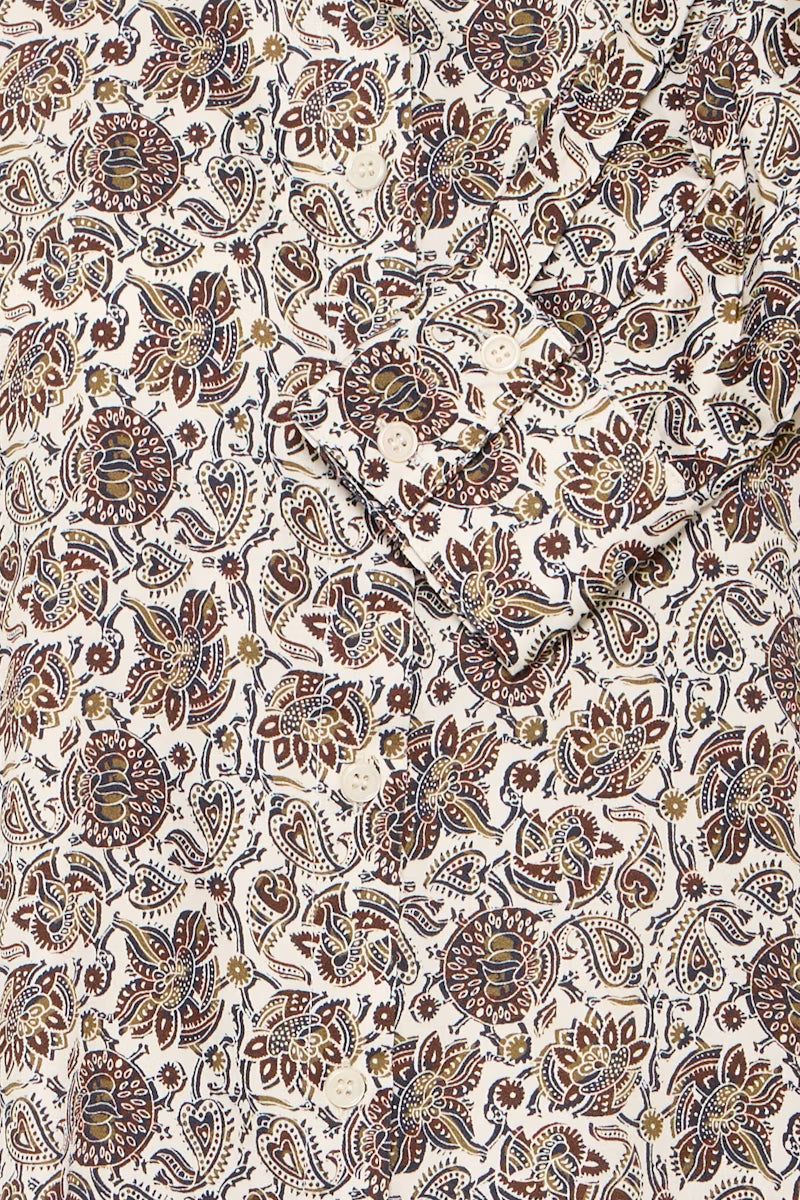 Fransa Paisley print blouse with collar and long sleeve 20617072