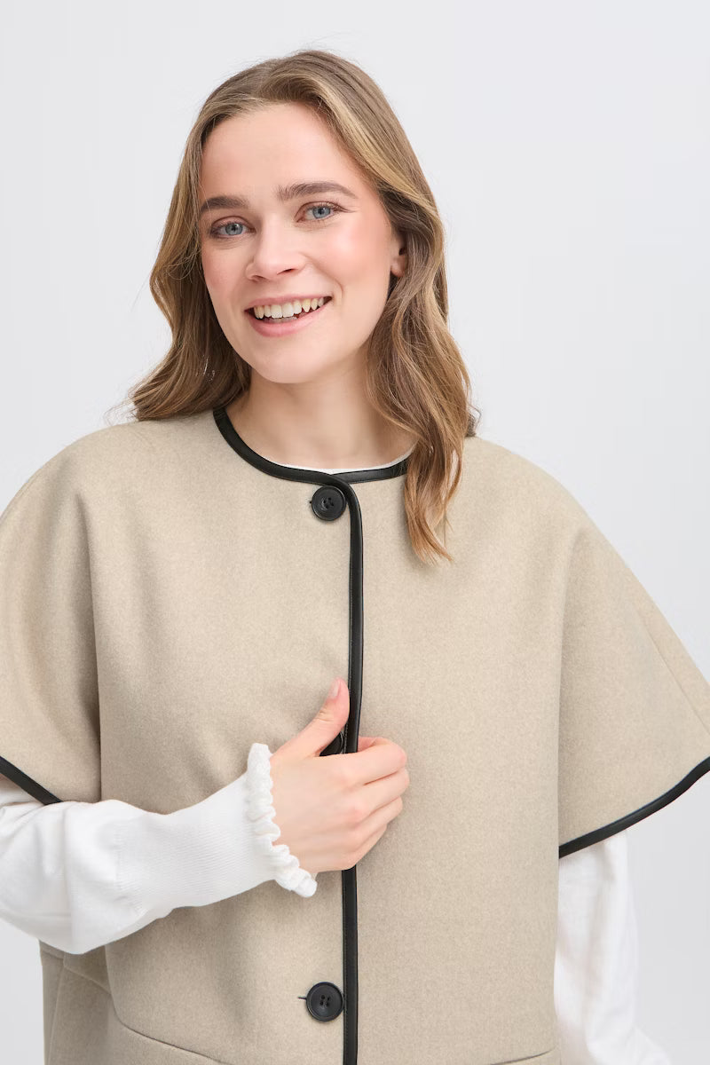 Fransa Short sleeve jacket with PU Trim