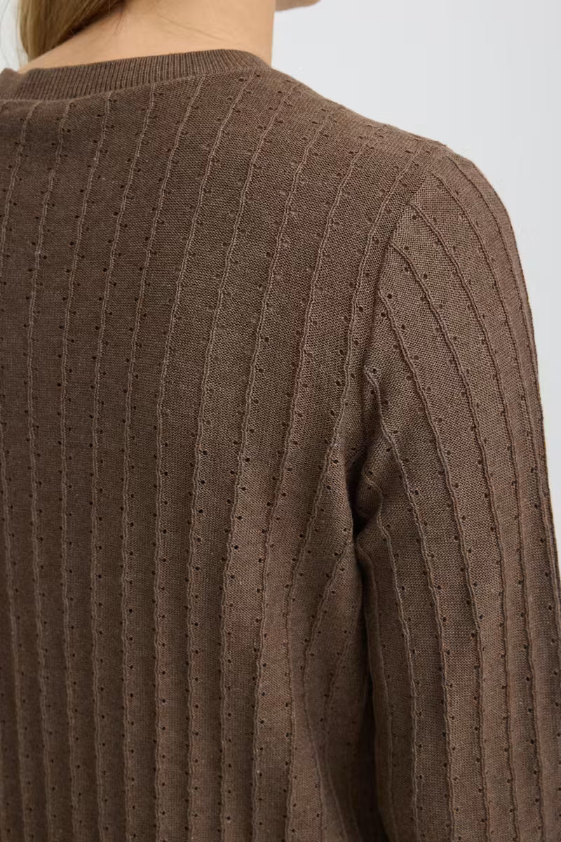 Fransa Cotton pointelle knit sweater 20618013