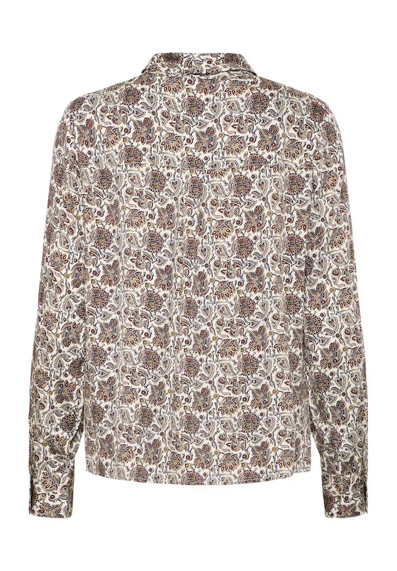 Fransa Paisley print blouse with collar and long sleeve 20617072