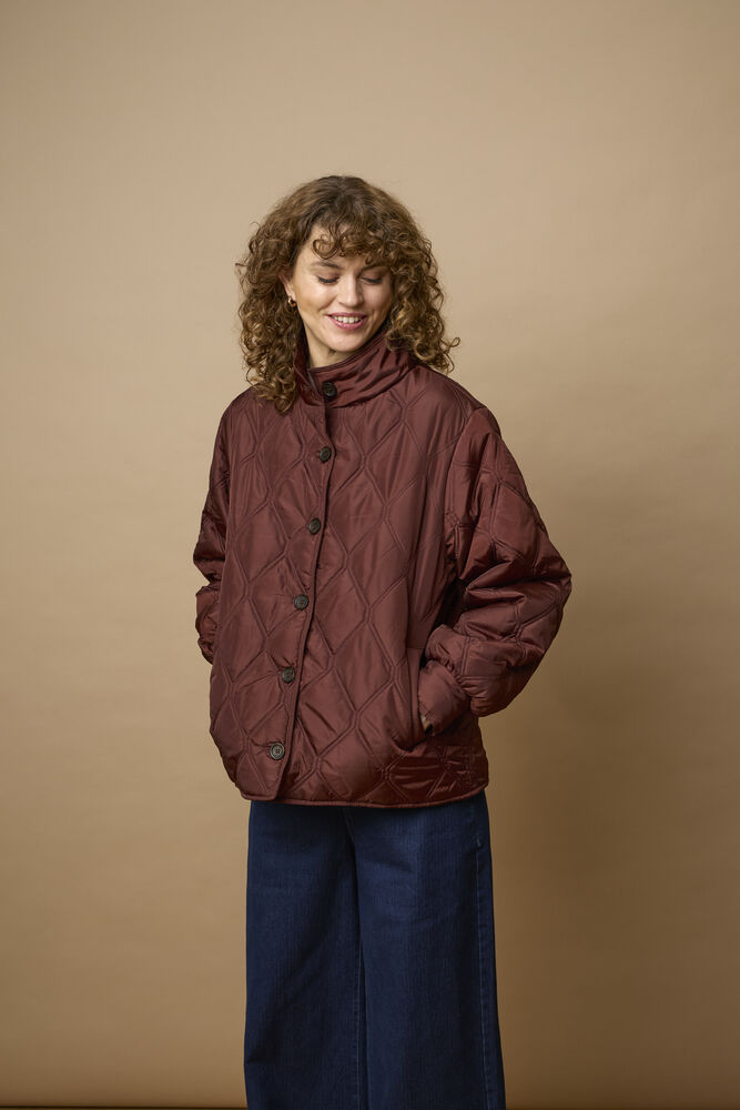 Fransa Diamond Quilted jacket in Rum Raisin 20617827