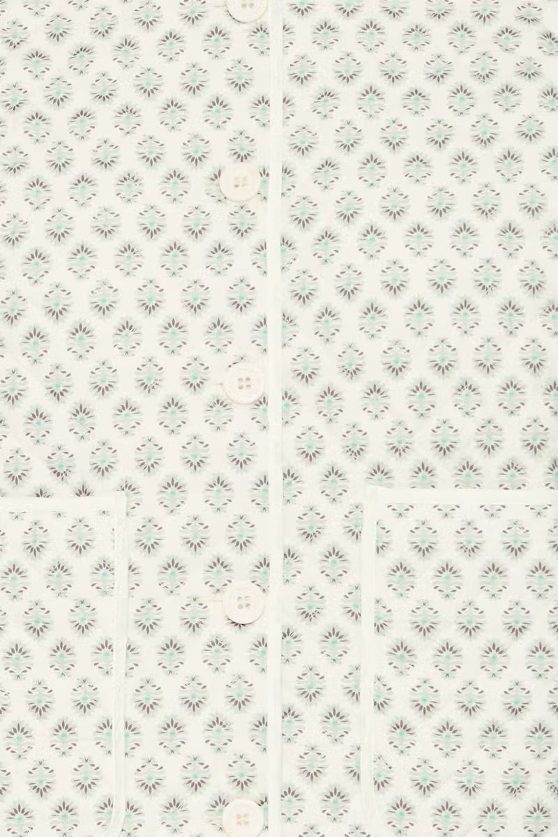 Fransa Claudine Lightly quilteed Jacket in Cream and Sage green Print 20617085 26