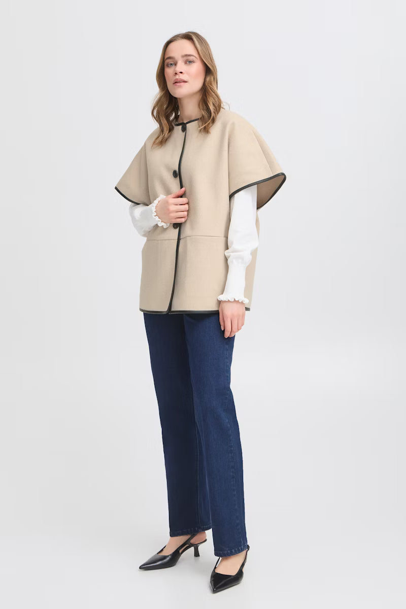 Fransa Short sleeve jacket with PU Trim