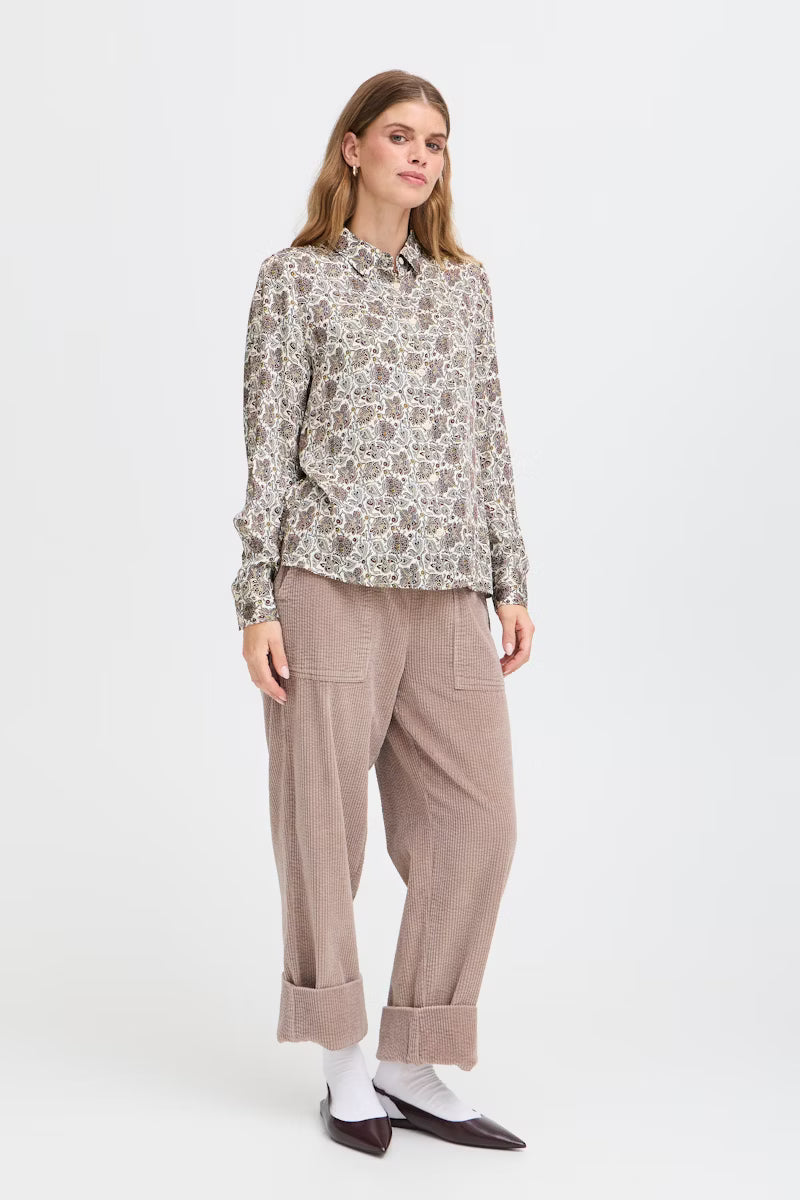 Fransa Paisley print blouse with collar and long sleeve 20617072
