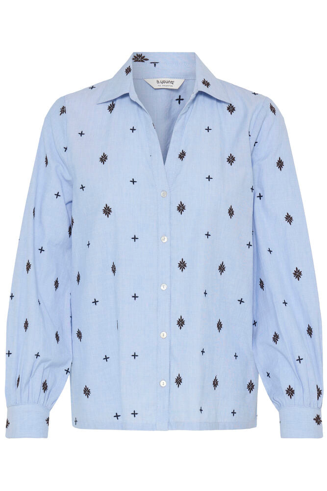 Byoung Cotton Chambray blue shirt with java embroidery 20819184