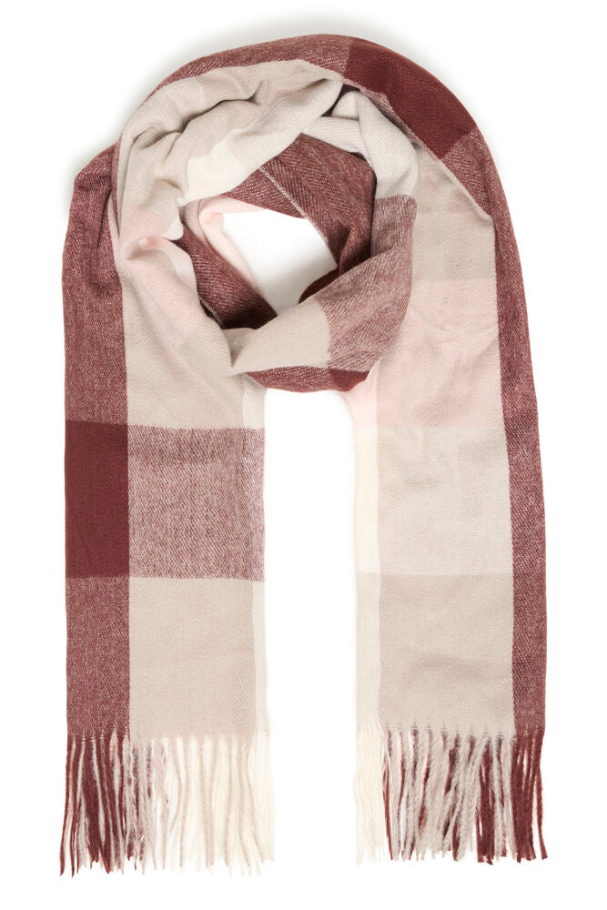 Fransa long checkered scarf in rum Raisin 20618163