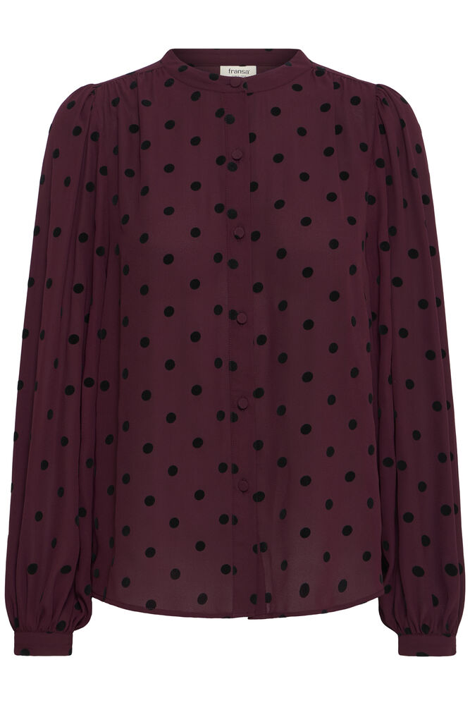 Fransa Long Sleeve Blouse in Port Royale with black Polka Dot with20618461