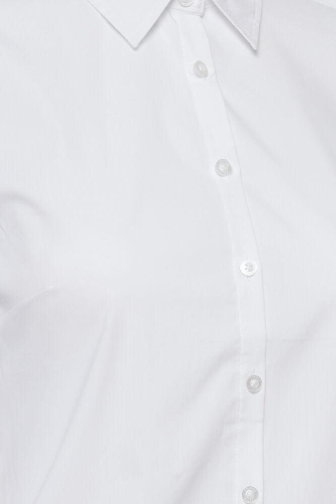 Fransa Pure White Cotton Shirt Regular Fit