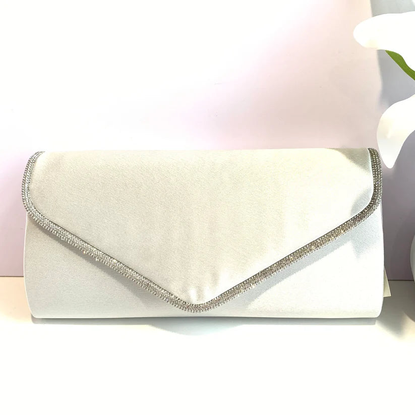 Satin Clutch Bag with long chain strap
