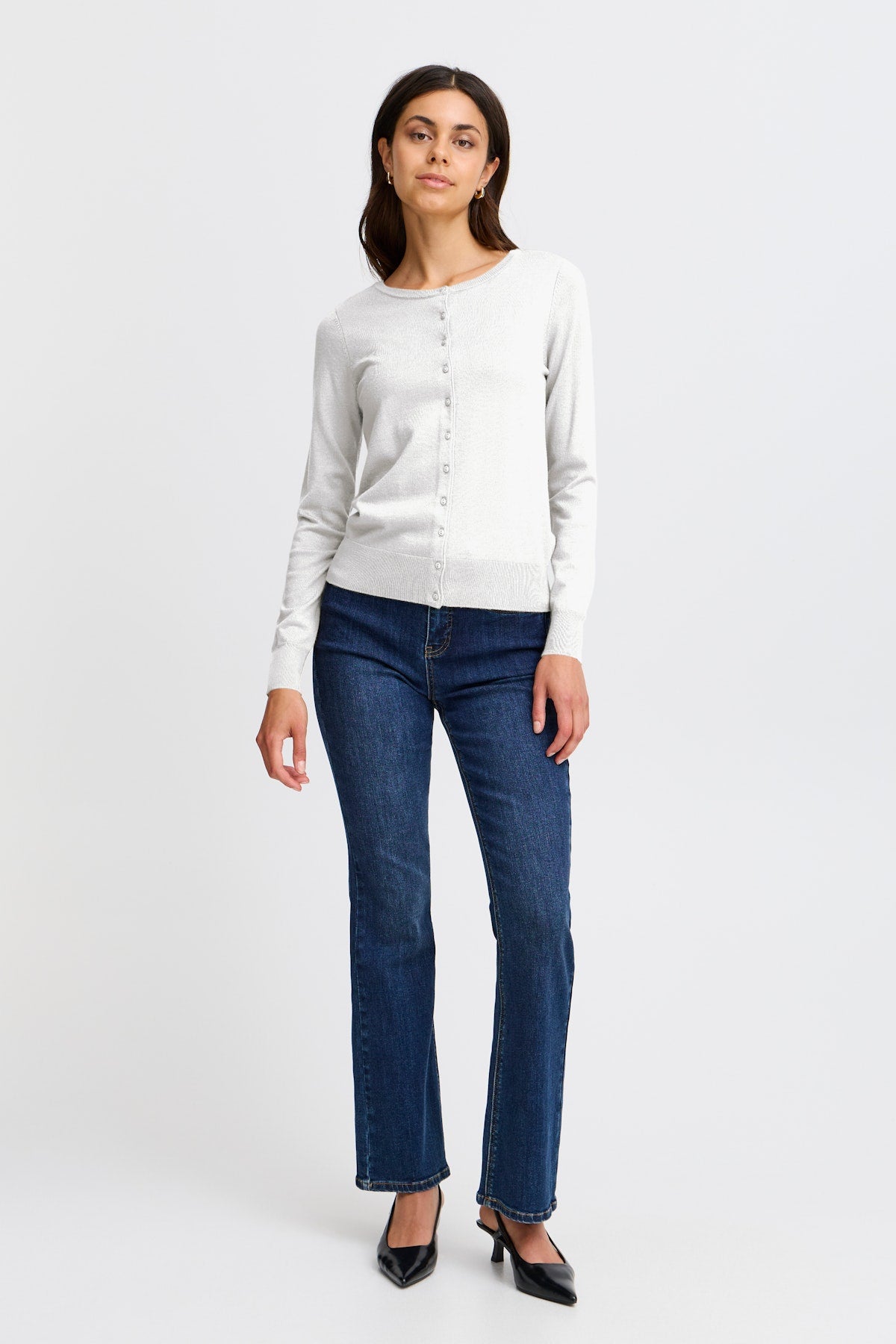 Fransa Basic round neck cardigan 20604187