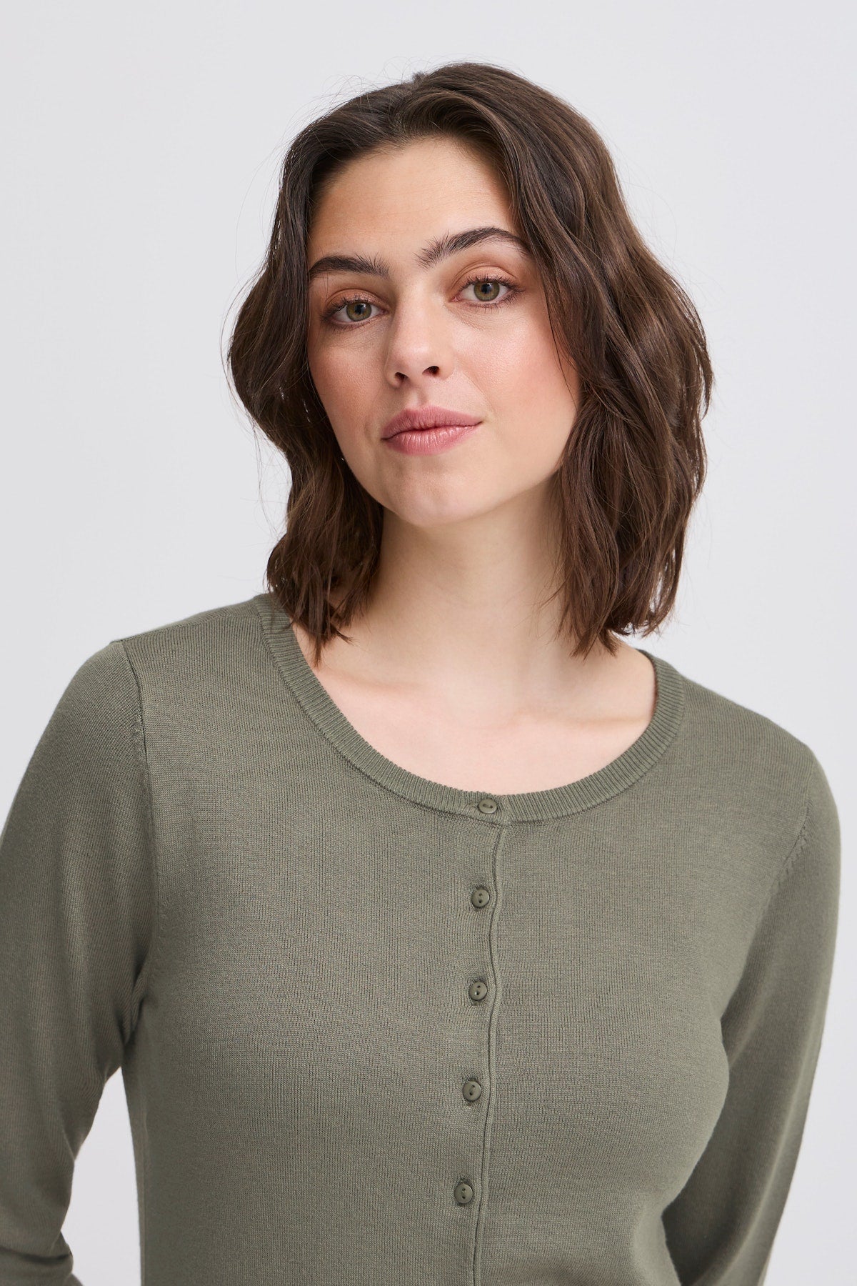 Fransa Basic round neck cardigan 20604187