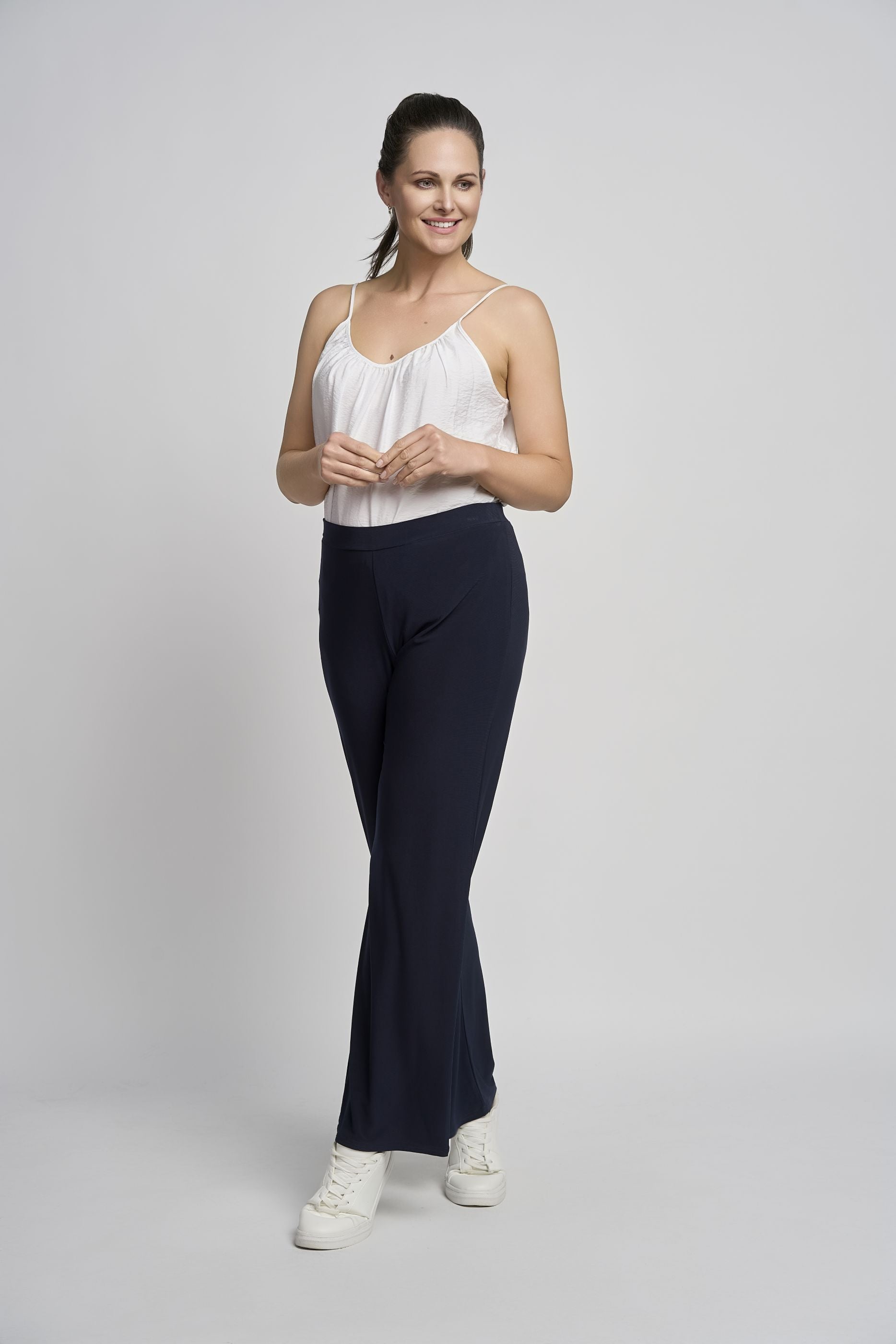 Pinns Jersey Wide leg pull on trousers in black or Navy 30" leg 645T 2026