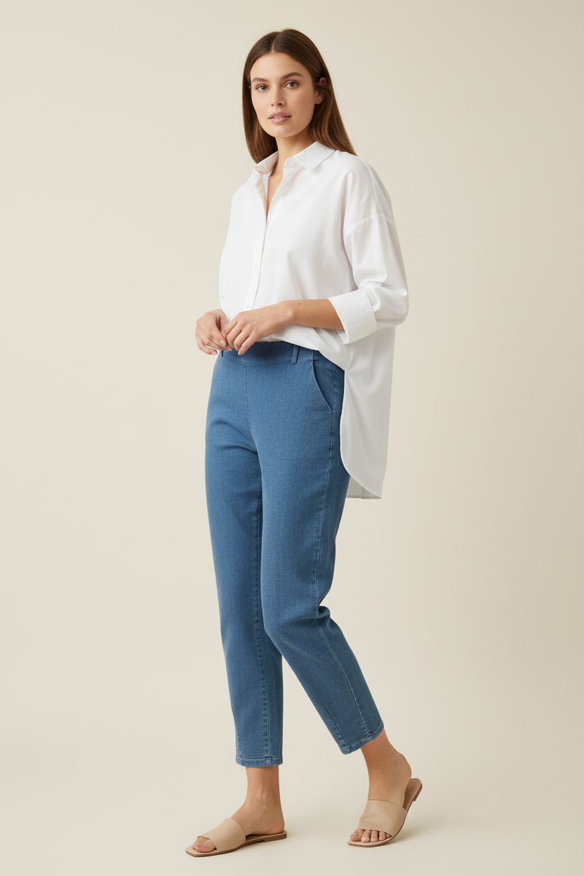 7/8 Pull-On Jegging with Pintuck Hem – Model Shot