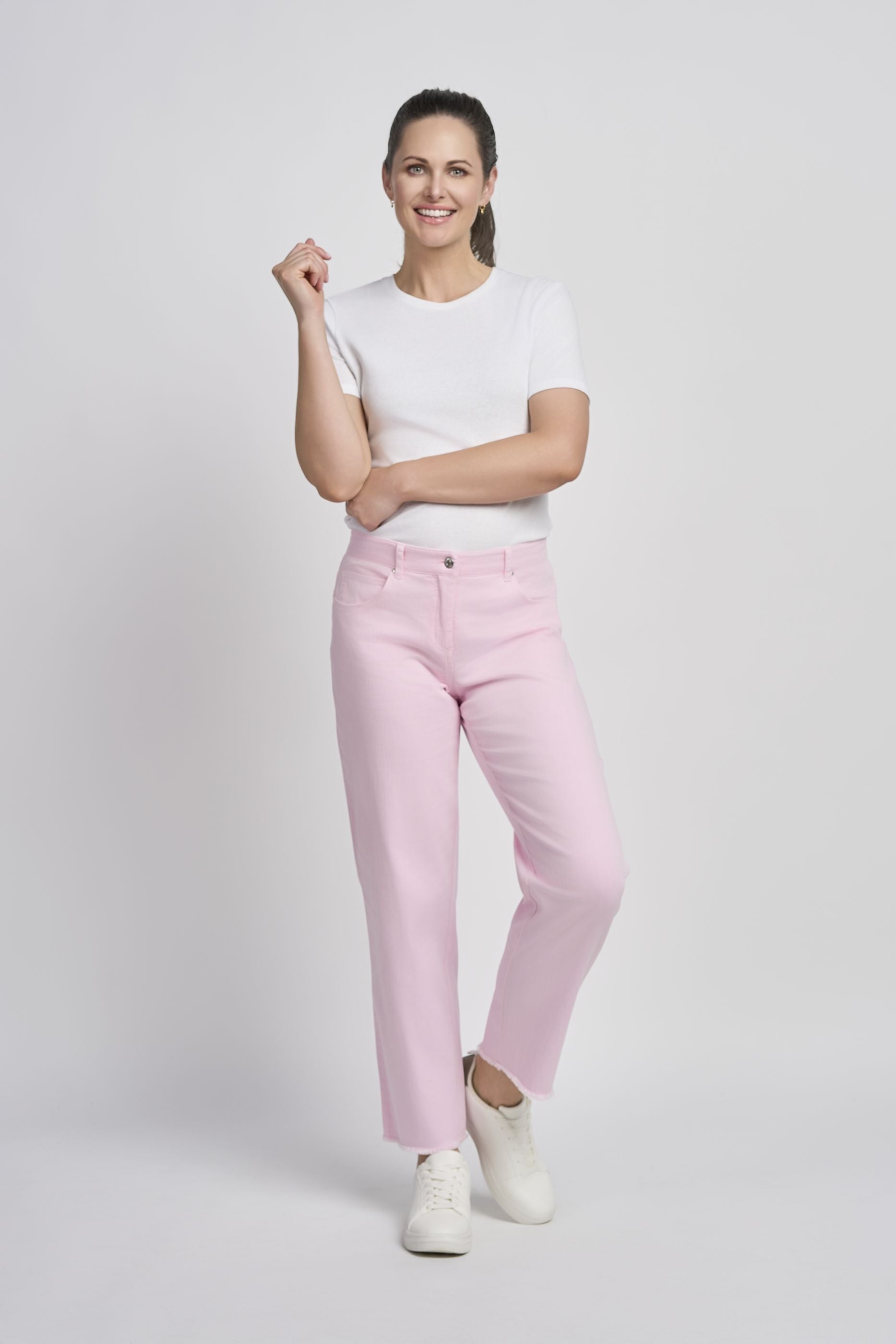 Pinns 4 wat stretch High Waist Cotton Ankle length jeans 736Ct Pink
