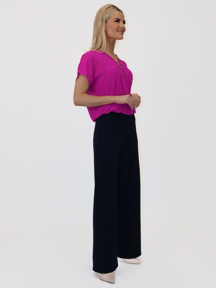Kate And Pippa Lulu Straight leg Stretch Trousers . Sand Navy Black