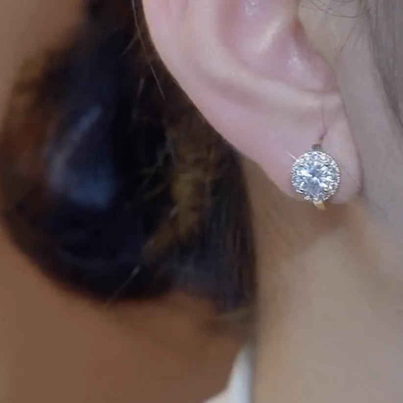 Clip on Halo Earrings in Gold Or Silver boxed