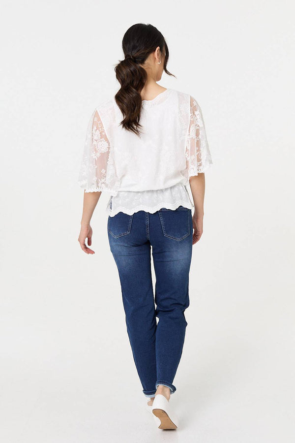Pretty White cotton peplum top 75703