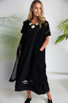 Naya Round Neck Dress With Wave Placement Print Nas26190