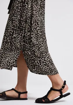 Street One Leopard Print Tie Waist midi dress