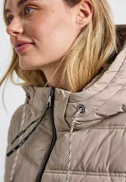Street One Showerproof quilted coat in Champagne 202118